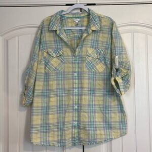 Yellow plaid button down shirt by Croft and Barrow in size 3X